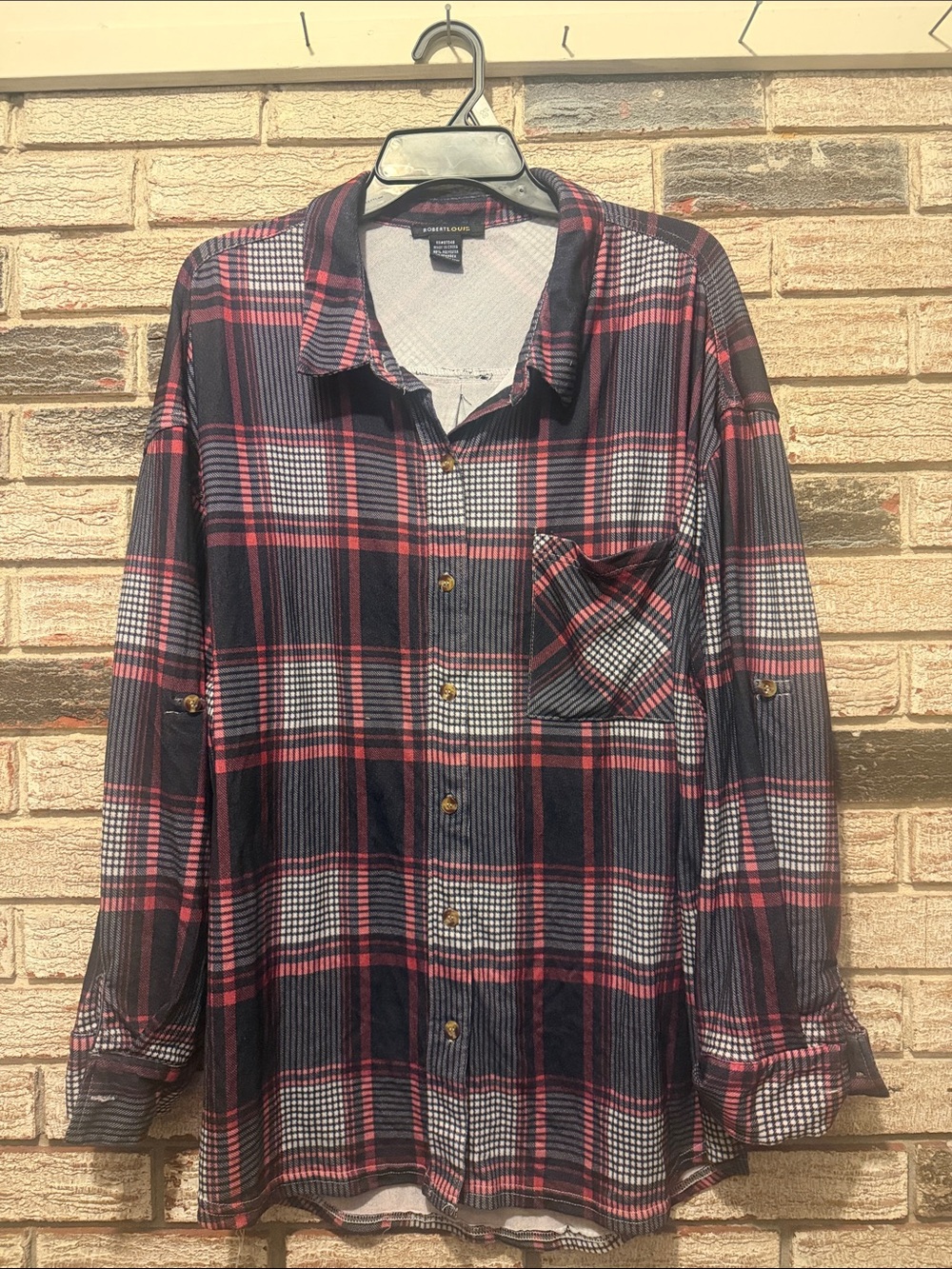 Robert Louis Black & Pink Plaid Lightweight Shirt Jacket